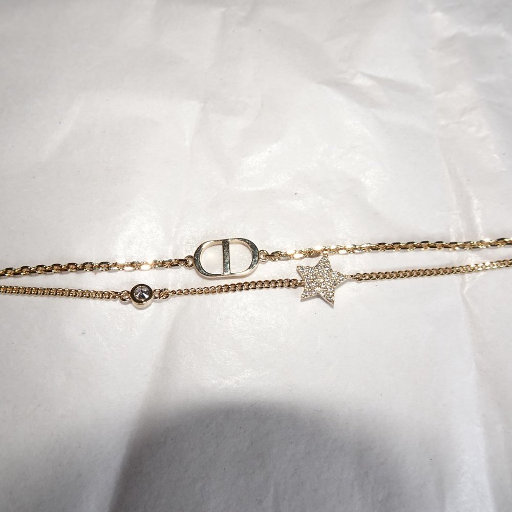 Dior Gold CD Logo Star Crystal Bracelet - Picture 6 of 12